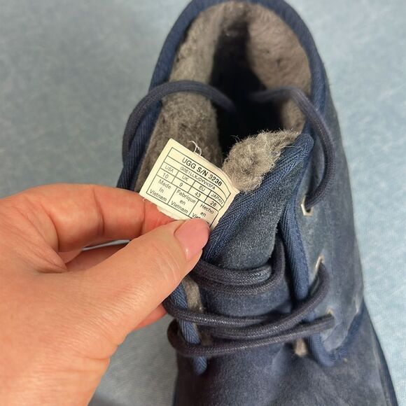 UGG Navy Blue Neumel Suede Chukka Boots Charcoal Sherpa Lined Size 10 - Picture 12 of 12